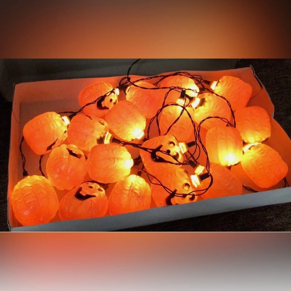 Halloween duo/set of pumpkin dangle lights and ghost pumpkin hanging tree decor